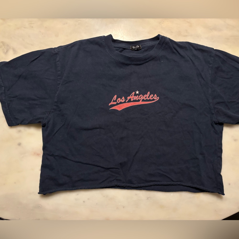 Sea Dark Blue Tee with Red Graphic Brandy Melville